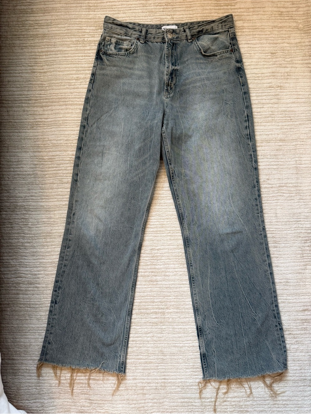 Zara Z1975 High Rise Straight Leg Gray Wash Jeans Size 12